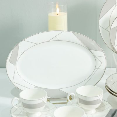 Eleganza 44-Piece New Bone China Dinner Set -Serve 8