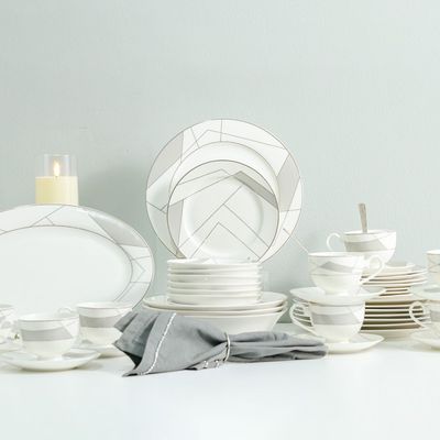 Eleganza 44-Piece New Bone China Dinner Set -Serve 8