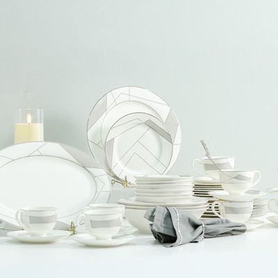 Eleganza 44-Piece New Bone China Dinner Set -Serve 8