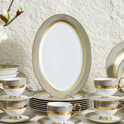 Royal Feast 44-Piece Premium Fine Porcelain Dinner Set-Serve 8