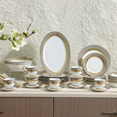 Royal Feast 44-Piece Premium Fine Porcelain Dinner Set-Serve 8