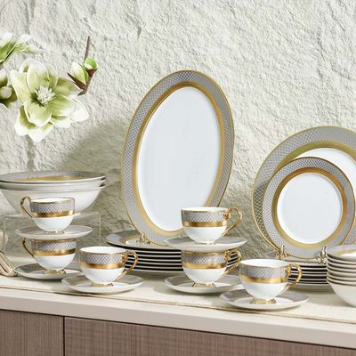 Royal Feast 44-Piece Premium Fine Porcelain Dinner Set-Serve 8