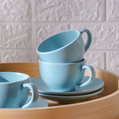 Apollo 8-Piece Stoneware Tea Cup & Saucer 250ml 