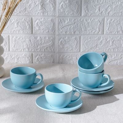 Apollo 8-Piece Stoneware Tea Cup & Saucer 250ml 