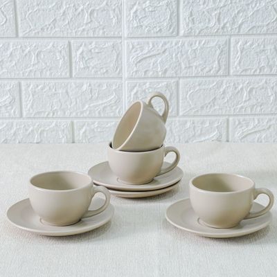 Apollo 8-Piece Stoneware Tea Cup & Saucer 250ml 