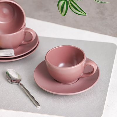 Apollo 8-Piece Stoneware Tea Cup & Saucer 250ml 
