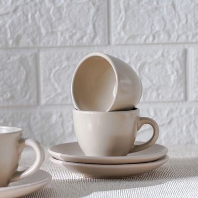 Apollo 8-Piece Stoneware Coffee Cup & Saucer 90ml 