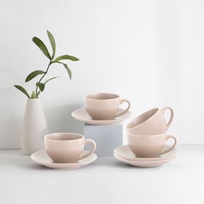 Apollo 8-Piece Stoneware Coffee Cup & Saucer 90ml 