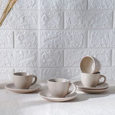 Apollo 8-Piece Stoneware Coffee Cup & Saucer 90ml 