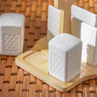 Princess 4-Pc Salt, Pepper, Tissue Holder Set with Stand - White - 15x14x16.5 cm