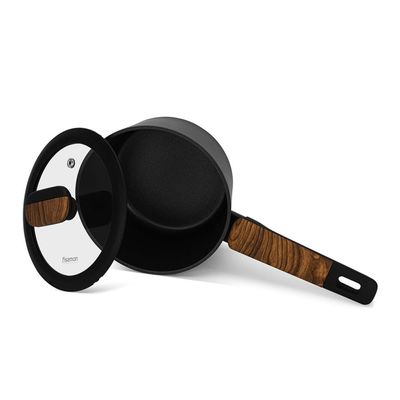 Fissman Sauce Pan Feorella 16X8.5Cm/1.45 Ltr With Glass Lid With Induction Bottom (Aluminium With Non-Stick Coating)