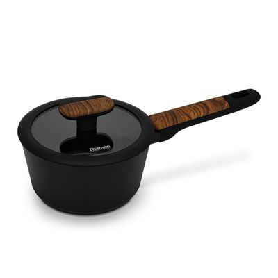 Fissman Sauce Pan Feorella 16X8.5Cm/1.45 Ltr With Glass Lid With Induction Bottom (Aluminium With Non-Stick Coating)