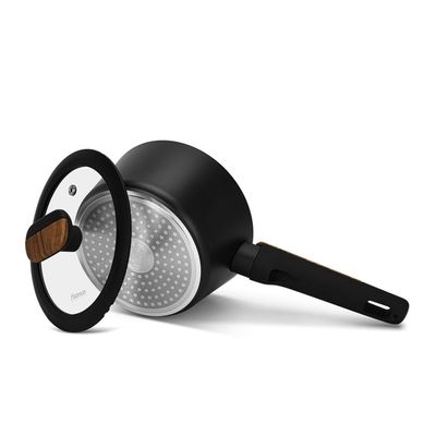 Fissman Sauce Pan Feorella 16X8.5Cm/1.45 Ltr With Glass Lid With Induction Bottom (Aluminium With Non-Stick Coating)