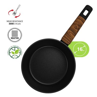 Fissman Sauce Pan Feorella 16X8.5Cm/1.45 Ltr With Glass Lid With Induction Bottom (Aluminium With Non-Stick Coating)