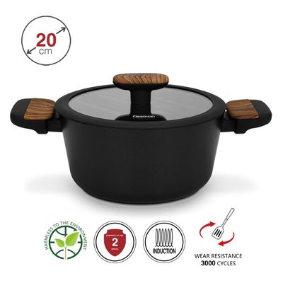 Fissman Stockpot Feorella 20X10Cm/2.67 Ltr With Glass Lid With Induction Bottom (Aluminium With Non-Stick Coating)