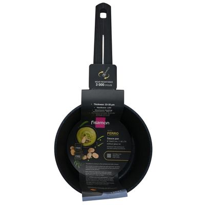 Fissman Sauce Pan Ferro 16X8.5Cm/1.45 Ltr Without Glass Lid With Induction Bottom (Aluminium With Non-Stick Coating)