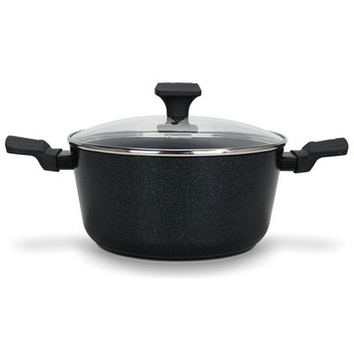 Fissman Stockpot Ferro 20X10Cm/2.67 Ltr With Glass Lid With Induction Bottom (Aluminium With Non-Stick Coating)