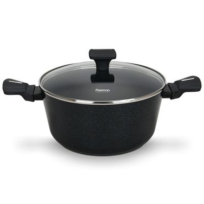 Fissman Stockpot Ferro 20X10Cm/2.67 Ltr With Glass Lid With Induction Bottom (Aluminium With Non-Stick Coating)