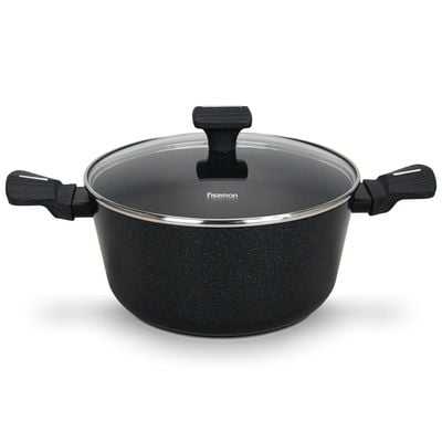 Fissman Stockpot Ferro 20X10Cm/2.67 Ltr With Glass Lid With Induction Bottom (Aluminium With Non-Stick Coating)