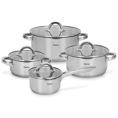 Fissman 8-Piece Cookware Set Federica With Glass Lids (Stainless Steel)