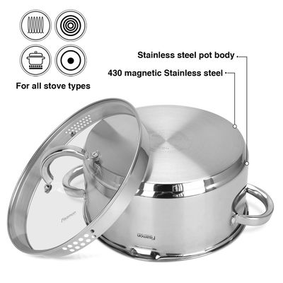 Fissman 8-Piece Cookware Set Federica With Glass Lids (Stainless Steel)