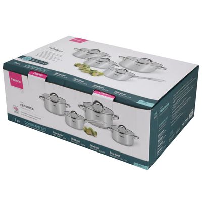 Fissman 8-Piece Cookware Set Federica With Glass Lids (Stainless Steel)