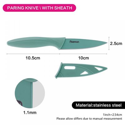 Fissman 10Cm Paring Knife Caramella Series With Sheath Stainless Steel