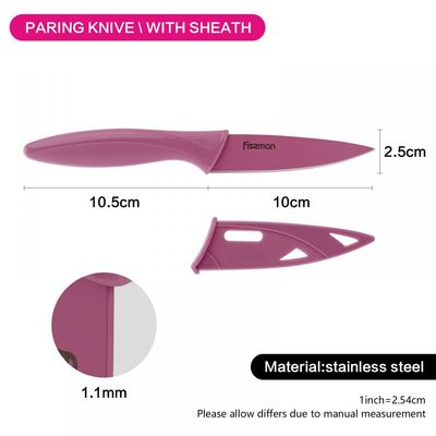 Fissman 10Cm Paring Knife Caramella Series With Sheath Stainless Steel
