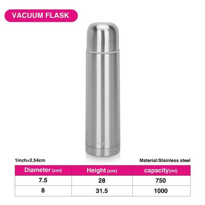 Fissman Double Wall Vacuum Flask 750Ml (Stainless Steel)