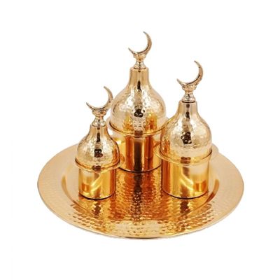 Avalon 4-Piece Tray With Pots 35X35X25 Cm Gold