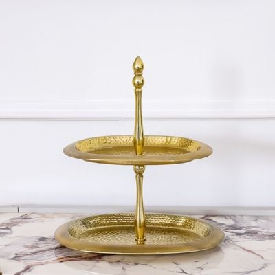 Avalon 2-Tier Ractangle Cake Stand 34X26X40 Cm Gold