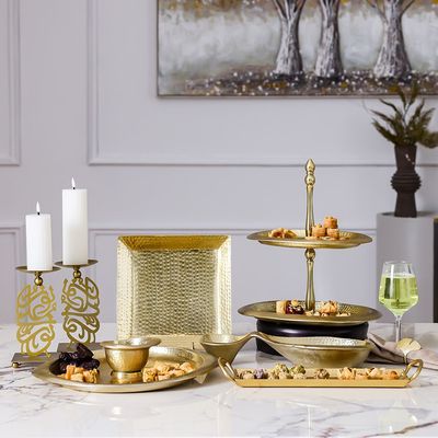 Avalon 2-Tier Ractangle Cake Stand 34X26X40 Cm Gold