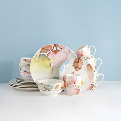 Youthful Bite 16-Piece New Bone China Dinner Set -Serves 4