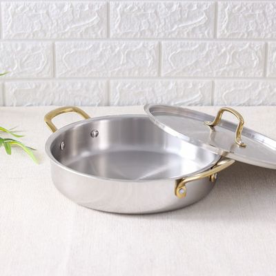 Chef's Delight 9-Piece Triply Cookware Set with Gold Handle