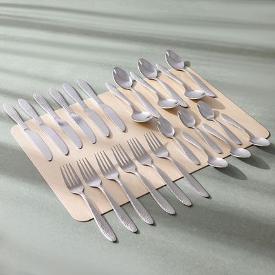 Chef's Delight Lotus Hammered 24-Piece Cutlery Set In Acrylic Stand-Serves 6