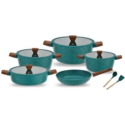 Chef's Delight Florin 11-Piece Cookware Set Green - 3.3MM Bottom