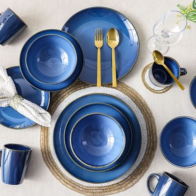 Youthful Bite 16-Piece Porcelain Reactive Glazed Dinner Set - Serves 4 