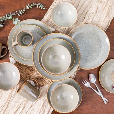 Youthful Bite 16-Piece Porcelain Reactive Glazed Dinner Set - Serves 4