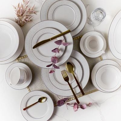 Elysian 44-Piece New Bone China Dinner Set - Serve -8