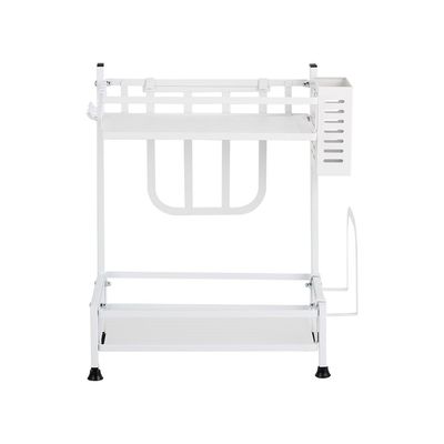 Atticus 2 Tier Spice Rack Organizer Countertop With Utensil Holder White 32.5X20X40Cm