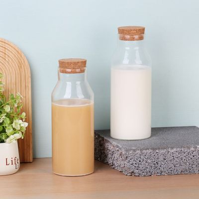 Essential Glass Water Bottle With Cork Lid, 1000Ml 8.8X8.8X26.5 Hcm