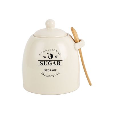 Princess 3-Piece Ceramic Storage Jar Set With Silicon Ring ,Wood Spoon ,700Ml 10.5 X 10.5 X15.5 Hcm