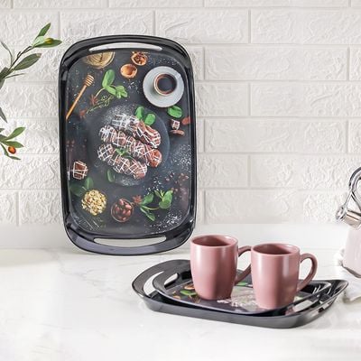 Comfort 3-Piece Melamine Tray Set Black S-32X23Cm,M-38X27Cm,L-45X28Cm 