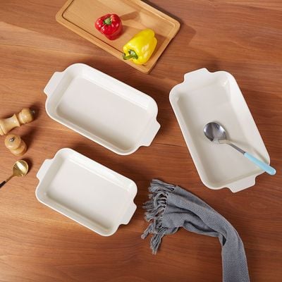 Chef's Delight Porcelain 3-Piece Rectangular Baking Dish Set 