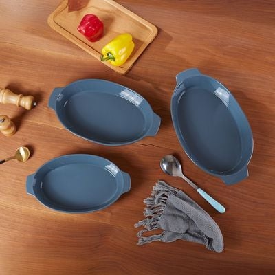 Chef's Delight Porcelain 3-Piece Oval Baking Dish Set 