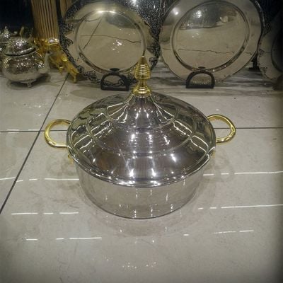 Nomaris Hot Pot With Etching Work Gold & Shiny Polished 4500 ml 34x34x15CM