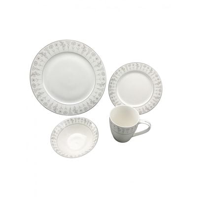 Youthful Bite Sparkle 16-Piece New Bone China Dinner Set Serves-4