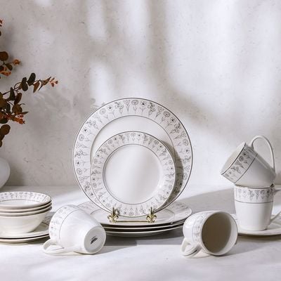 Youthful Bite Sparkle 16-Piece New Bone China Dinner Set Serves-4