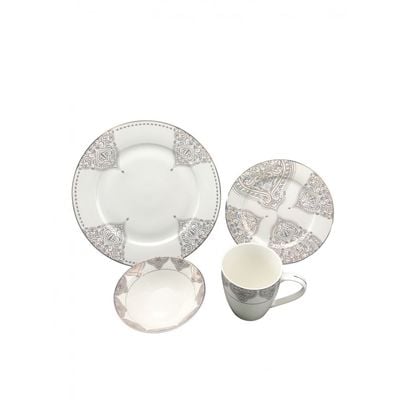 Youthful Bite Oasis 16-Piece New Bone China Dinner Set -Serves-4