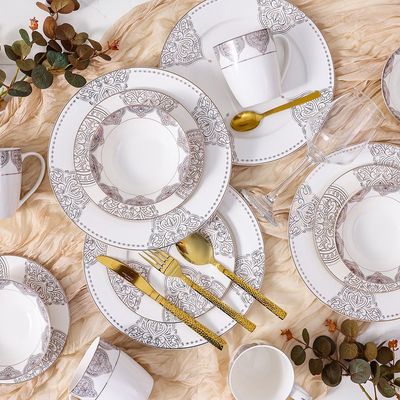 Youthful Bite Oasis 16-Piece New Bone China Dinner Set -Serves-4